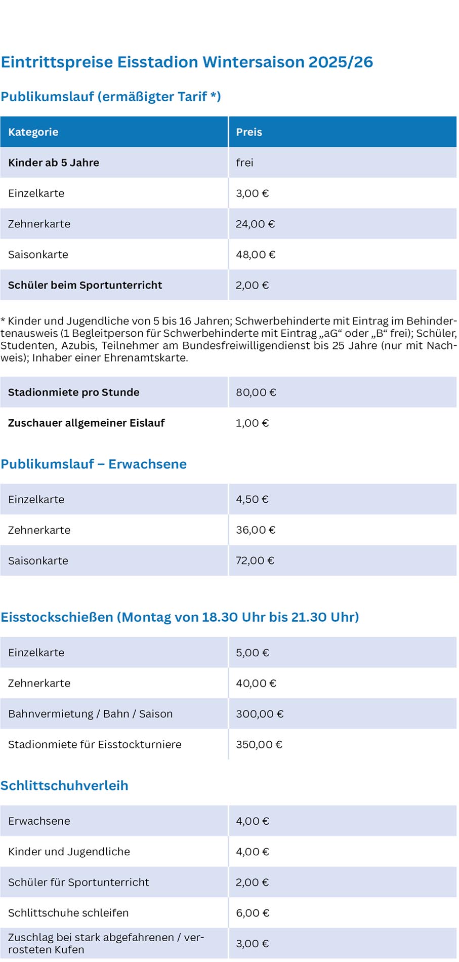 FZZ Trostberg Eisstadion Eintrittspreise
