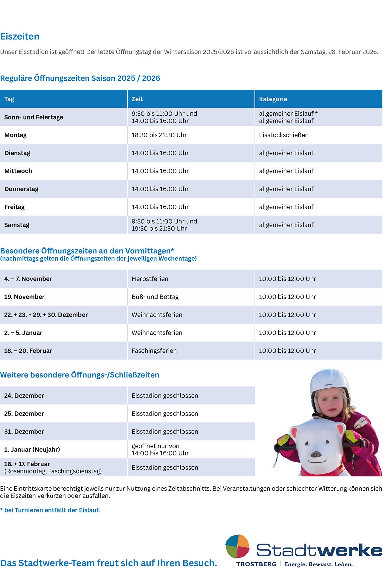 FZZ Trostberg Eisstadion Eiszeiten